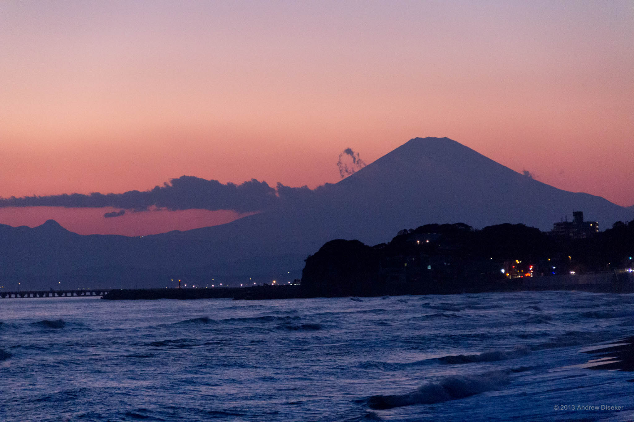 Mount Fuji after sundown
