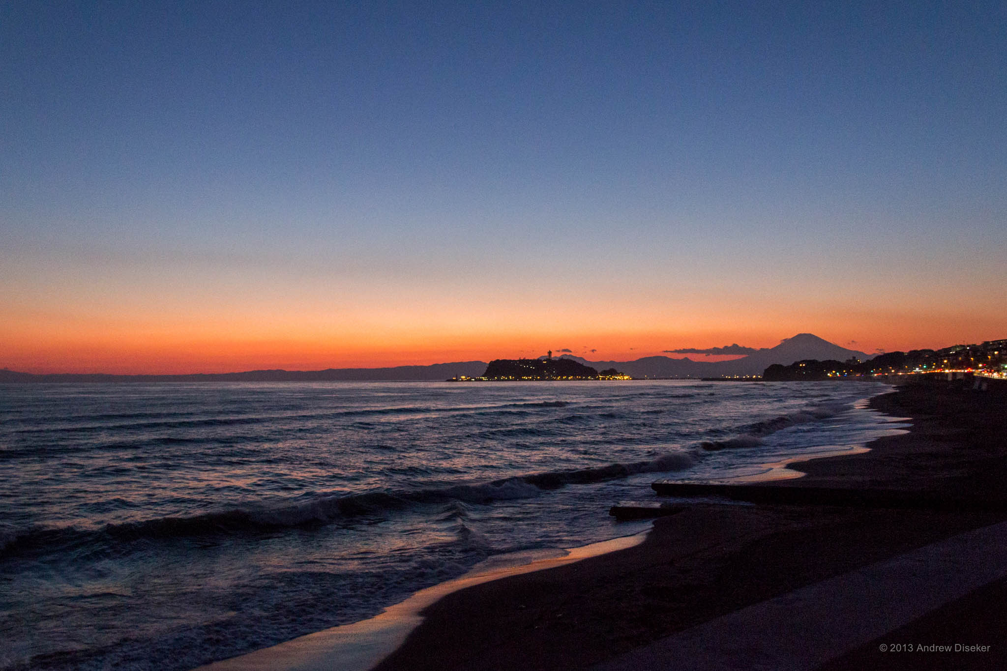 Shichirigahama Beach after sunset